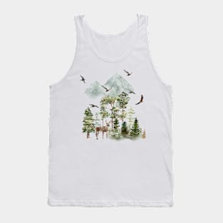 Green Forest and Mountains Tank Top